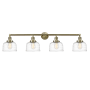 Innovations Lighting Bell 4 Light 44" Wide Vanity Light Antique Brass / Clear Deco Swirl