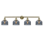 Innovations Lighting Bell 4 Light 44" Wide Vanity Light Antique Brass / Plated Smoke