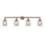 Innovations Lighting Bell 4 Light 42" Wide Commercial Vanity Light Antique Copper / Silver Plated Mercury