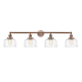 Innovations Lighting Bell 4 Light 44" Wide Vanity Light Antique Copper / Clear Deco Swirl