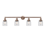 Innovations Lighting Bell 4 Light 42" Wide Commercial Vanity Light Antique Copper / Clear