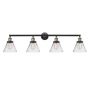 Innovations Lighting Cone 4 Light 44" Wide Vanity Light Black Antique Brass / Clear