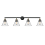 Innovations Lighting Cone 4 Light 44" Wide Commercial Vanity Light Black Antique Brass / Seedy