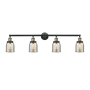 Innovations Lighting Bell 4 Light 42" Wide Commercial Vanity Light Black Antique Brass / Silver Plated Mercury