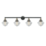 Innovations Lighting Small Oxford 4 Light 46" Wide Bathroom Vanity Light Black Antique Brass / Clear