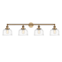 Innovations Lighting Bell 4 Light 44" Wide Vanity Light Brushed Brass / Clear Deco Swirl