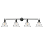 Innovations Lighting Cone 4 Light 44" Wide Vanity Light Matte Black / Seedy