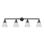 Innovations Lighting Cone 4 Light 42" Wide Vanity Light Matte Black / Clear