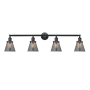Innovations Lighting Cone 4 Light 42" Wide Vanity Light Matte Black / Plated Smoke