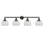 Innovations Lighting Bell 4 Light 44" Wide Vanity Light Matte Black / Clear