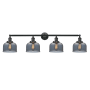 Innovations Lighting Bell 4 Light 44" Wide Vanity Light Matte Black / Plated Smoke