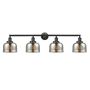 Innovations Lighting Bell 4 Light 45" Wide Vanity Light Matte Black / Silver Plated Mercury