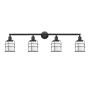 Innovations Lighting Small Bell Cage 4 Light 43" Wide Bathroom Vanity Light Matte Black / Matte White Cased