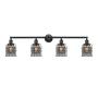 Innovations Lighting Small Bell Cage 4 Light 43" Wide Bathroom Vanity Light Matte Black / Smoked