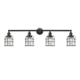 Innovations Lighting Small Bell Cage 4 Light 43" Wide Bathroom Vanity Light Matte Black / Seedy