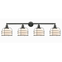Innovations Lighting Large Bell Cage 4 Light 45" Wide Bathroom Vanity Light Matte Black / Matte White Cased