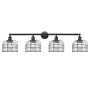 Innovations Lighting Large Bell Cage 4 Light 45" Wide Bathroom Vanity Light Matte Black / Clear