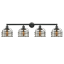 Innovations Lighting Large Bell Cage 4 Light 45" Wide Bathroom Vanity Light Matte Black / Silver Plated Mercury
