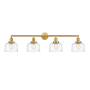 Innovations Lighting Bell 4 Light 44" Wide Vanity Light Satin Gold / Clear Deco Swirl