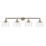 Innovations Lighting Bell 4 Light 44" Wide Vanity Light Brushed Satin Nickel / Clear Deco Swirl