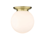 Innovations Lighting Beacon 14" Wide Flush Mount Globe Ceiling Fixture Antique Brass / Matte White