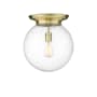 Innovations Lighting Beacon 14" Wide Flush Mount Globe Ceiling Fixture Antique Brass / Seedy