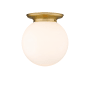 Innovations Lighting Beacon 14" Wide Flush Mount Globe Ceiling Fixture Brushed Brass / Matte White