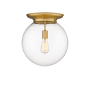 Innovations Lighting Beacon 14" Wide Flush Mount Globe Ceiling Fixture Brushed Brass / Clear