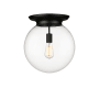 Innovations Lighting Beacon 14" Wide Flush Mount Globe Ceiling Fixture Matte Black / Clear