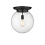 Innovations Lighting Beacon 14" Wide Flush Mount Globe Ceiling Fixture Matte Black / Seedy