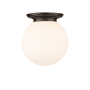 Innovations Lighting Beacon 14" Wide Flush Mount Globe Ceiling Fixture Oiled Brass / Matte White