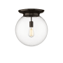 Innovations Lighting Beacon 14" Wide Flush Mount Globe Ceiling Fixture Oiled Brass / Clear