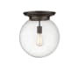 Innovations Lighting Beacon 14" Wide Flush Mount Globe Ceiling Fixture Oiled Brass / Seedy