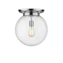 Innovations Lighting Beacon 14" Wide Flush Mount Globe Ceiling Fixture Polished Chrome / Seedy