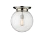 Innovations Lighting Beacon 14" Wide Flush Mount Globe Ceiling Fixture Polished Nickel / Seedy
