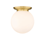 Innovations Lighting Beacon 14" Wide Flush Mount Globe Ceiling Fixture Satin Gold / Matte White