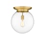 Innovations Lighting Beacon 14" Wide Flush Mount Globe Ceiling Fixture Satin Gold / Clear