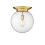 Innovations Lighting Beacon 14" Wide Flush Mount Globe Ceiling Fixture Satin Gold / Seedy