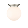 Innovations Lighting Beacon 14" Wide Flush Mount Globe Ceiling Fixture Satin Nickel / Matte White