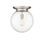 Innovations Lighting Beacon 14" Wide Flush Mount Globe Ceiling Fixture Satin Nickel / Clear