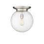 Innovations Lighting Beacon 14" Wide Flush Mount Globe Ceiling Fixture Satin Nickel / Seedy