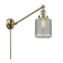 Innovations Lighting Stanton Single Light 25" Tall Hardwired or Plug-In Wall Sconce / Pendant Antique Brass / Vintage Wire Mesh