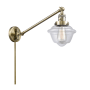 Innovations Lighting Small Oxford Single Light 25" Tall Hardwired or Plug-In Wall Sconce / Pendant Antique Brass / Clear