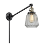 Innovations Lighting Chatham Single Light 25" Tall Hardwired or Plug-In Wall Sconce / Pendant Black / Antique Brass / Clear