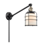 Innovations Lighting Small Bell Cage Single Light 25" Tall Bathroom Sconce Black Antique Brass / Matte White Cased