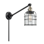 Innovations Lighting Small Bell Cage Single Light 25" Tall Bathroom Sconce Black Antique Brass / Clear