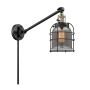 Innovations Lighting Small Bell Cage Single Light 25" Tall Bathroom Sconce Black Antique Brass / Smoked