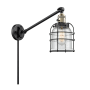 Innovations Lighting Small Bell Cage Single Light 25" Tall Bathroom Sconce Black Antique Brass / Seedy