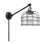 Innovations Lighting Large Bell Cage Single Light 25" Tall Bathroom Sconce Black Antique Brass / Clear