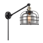 Innovations Lighting Large Bell Cage Single Light 25" Tall Bathroom Sconce Black Antique Brass / Smoked